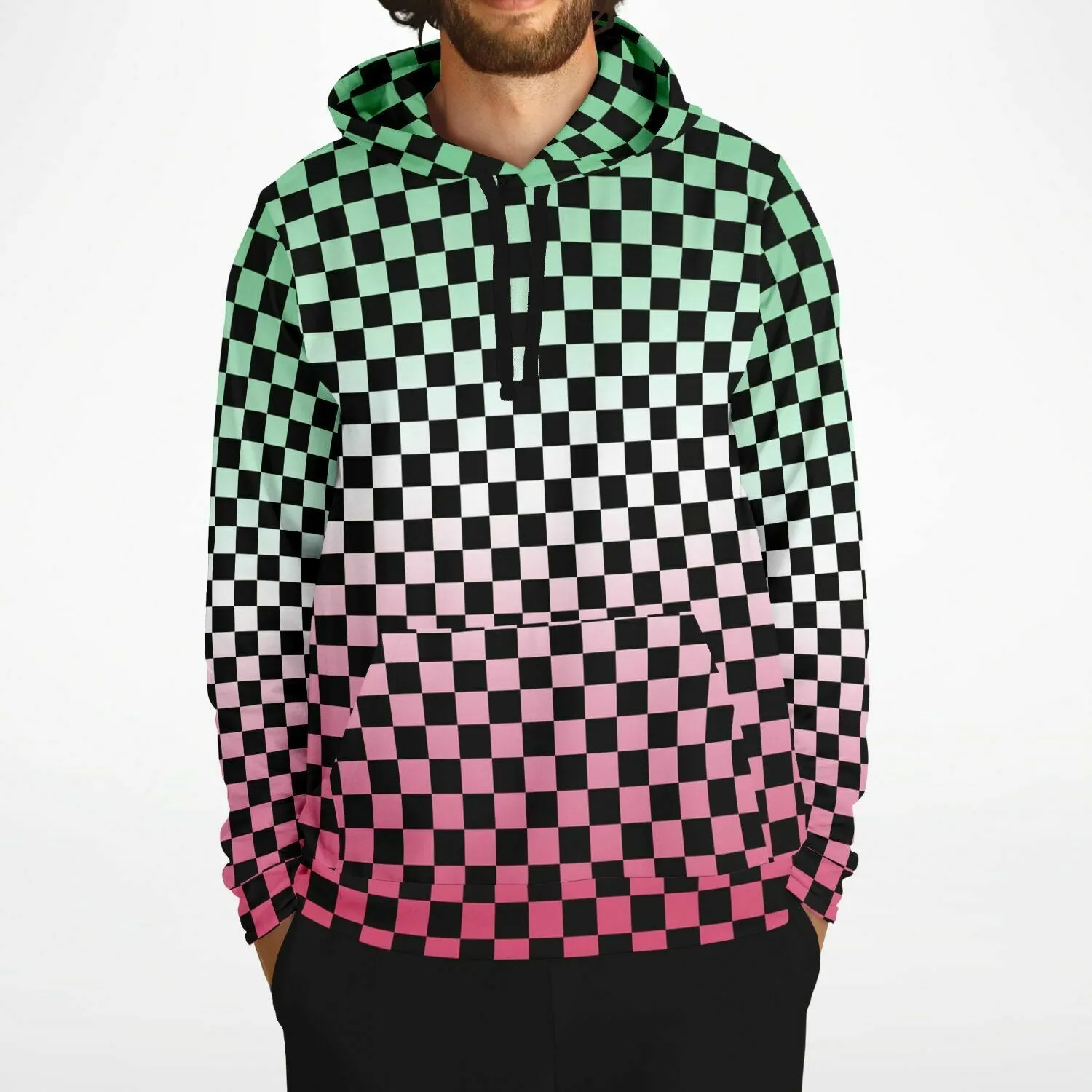 Abrosexual Pride Black Checkered Pullover Hoodie