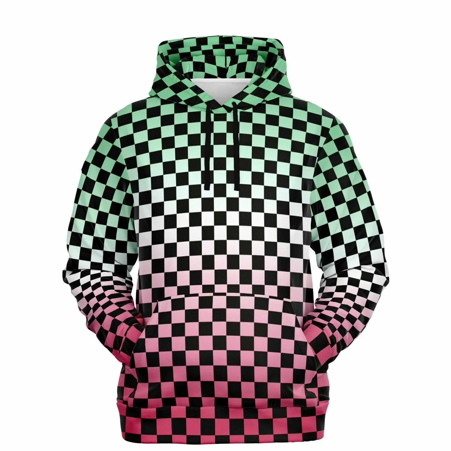 Abrosexual Pride Black Checkered Pullover Hoodie