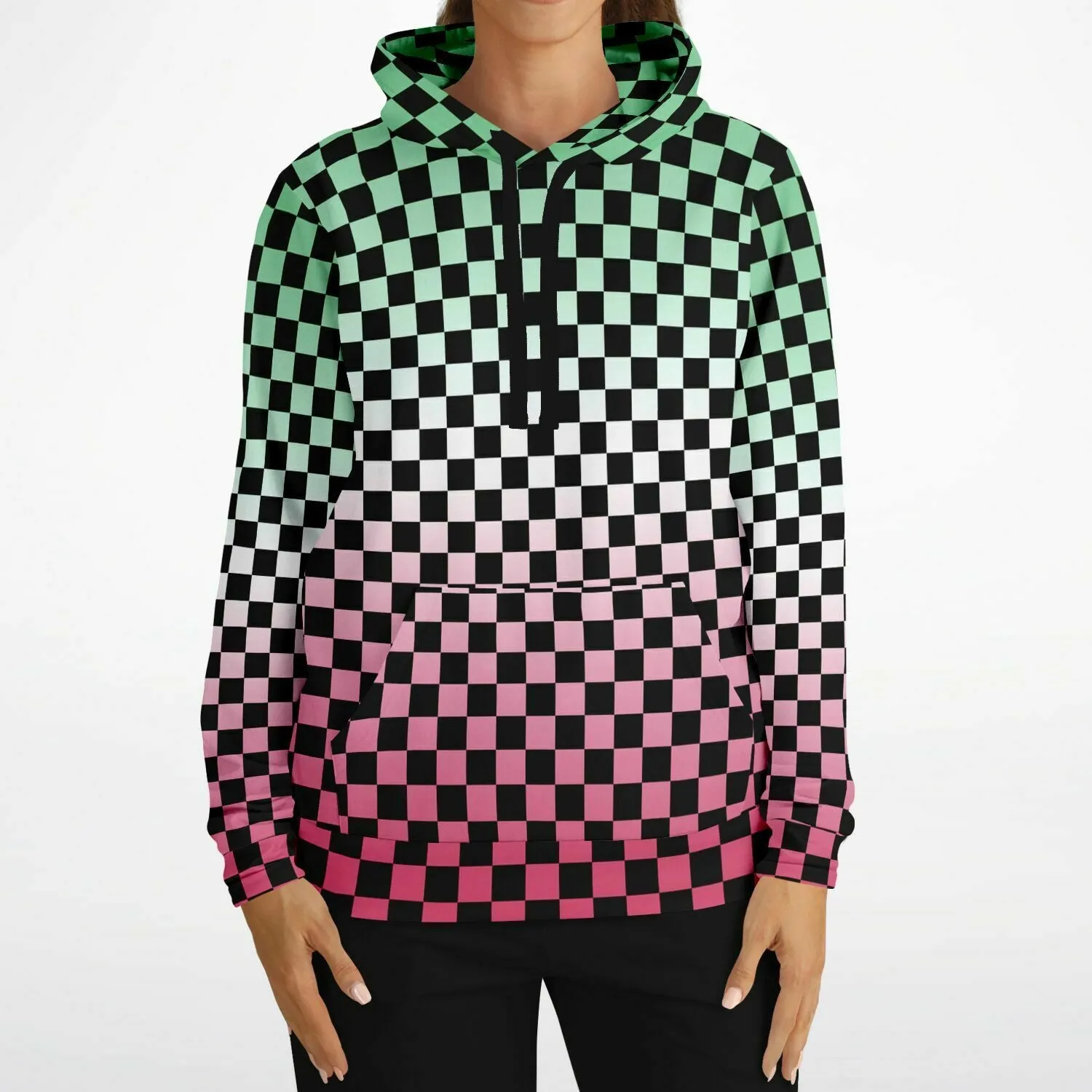 Abrosexual Pride Black Checkered Pullover Hoodie