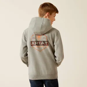 Ariat Boy's Bold Hex Hoodie in Grey Heather