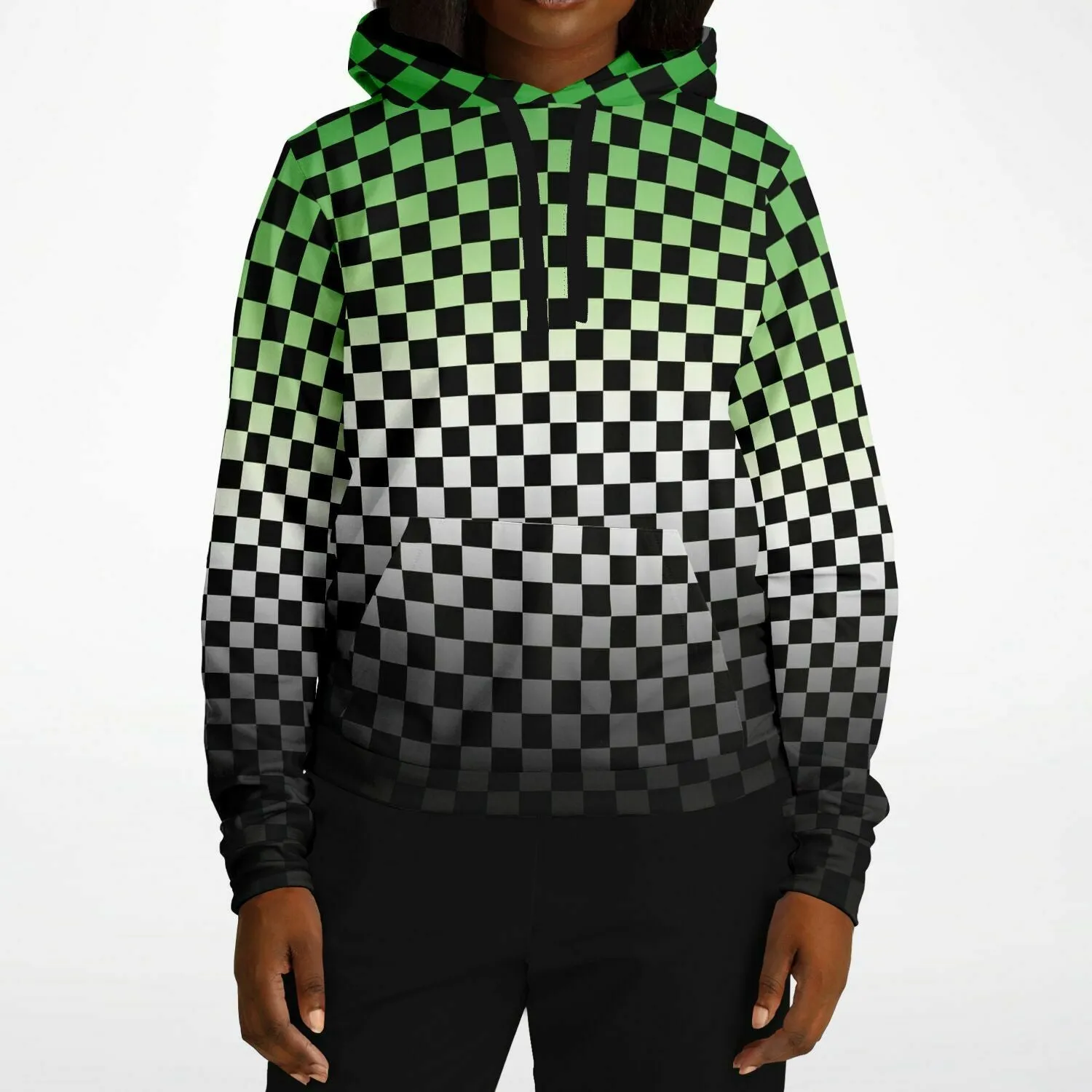 Aromantic Pride Black Checkered Pullover Hoodie