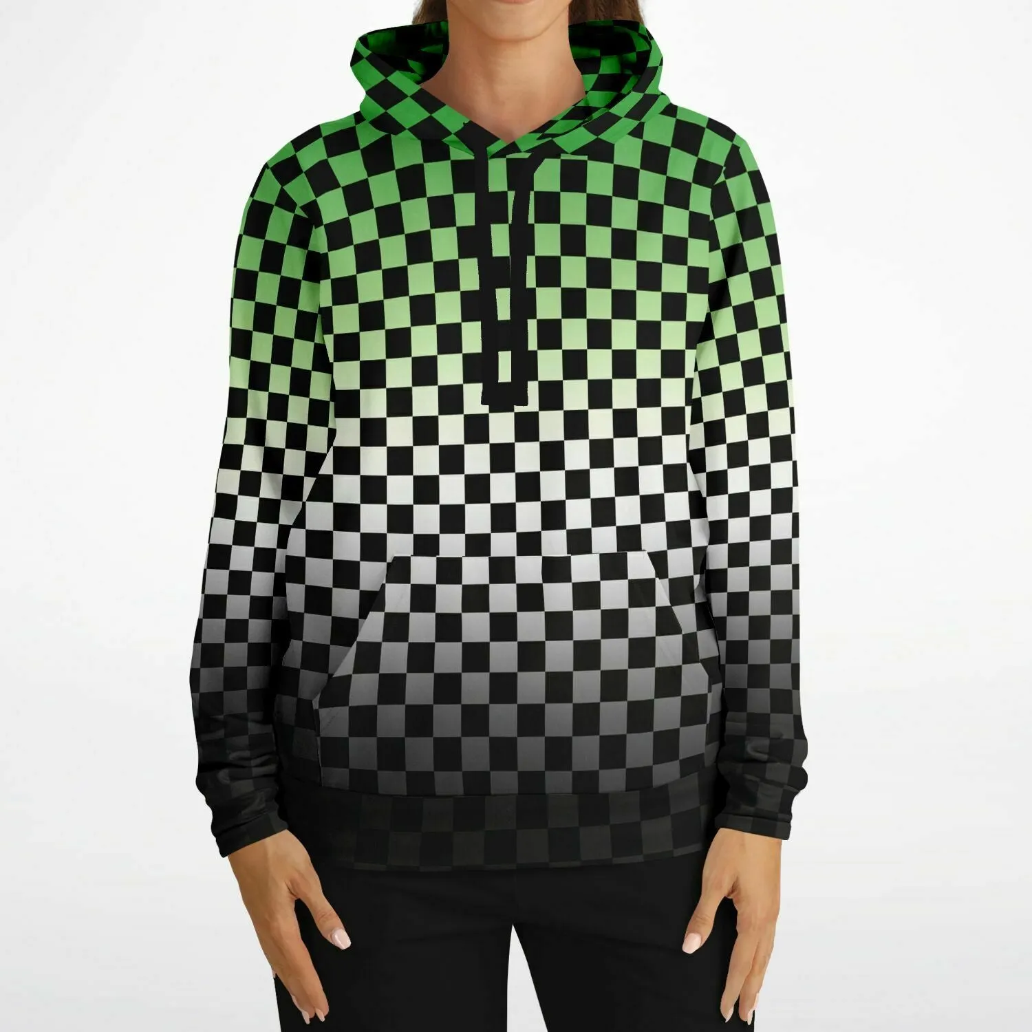 Aromantic Pride Black Checkered Pullover Hoodie