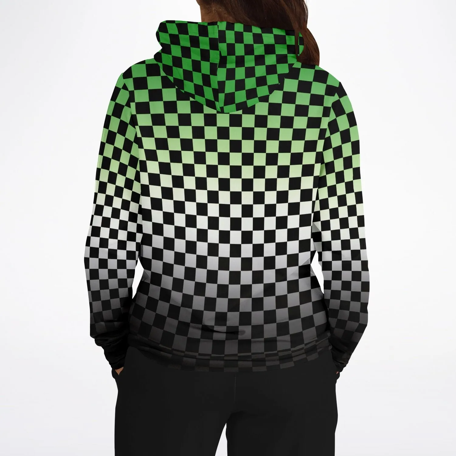 Aromantic Pride Black Checkered Pullover Hoodie