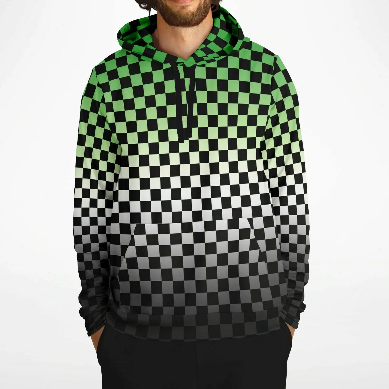 Aromantic Pride Black Checkered Pullover Hoodie