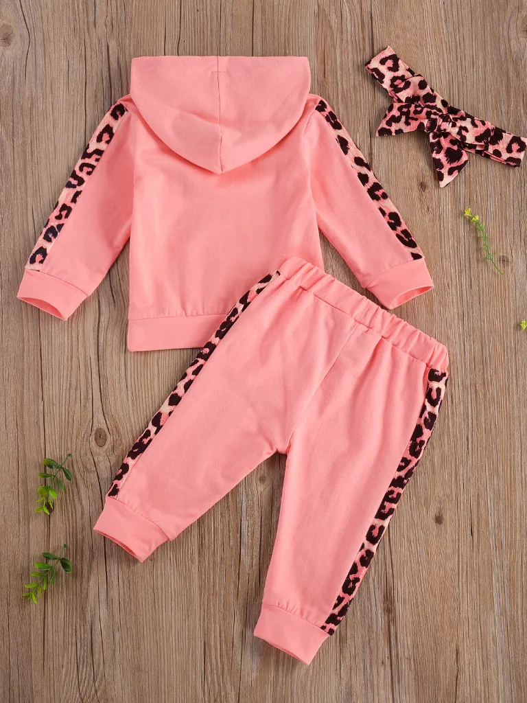 Baby 'Mama's Mini' Hooded Leopard Lined Sweatshirt and Pants Set