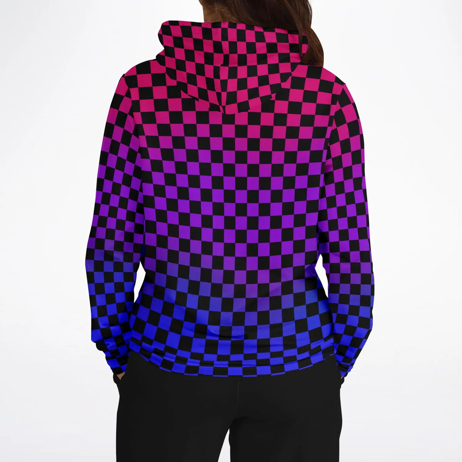 Bisexual Pride Black Checkered Pullover Hoodie