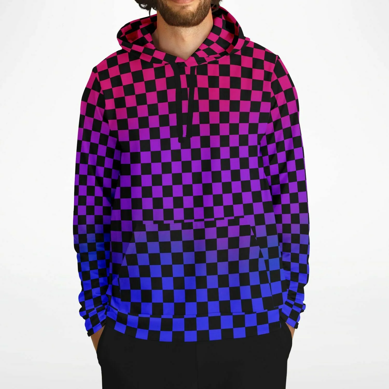 Bisexual Pride Black Checkered Pullover Hoodie