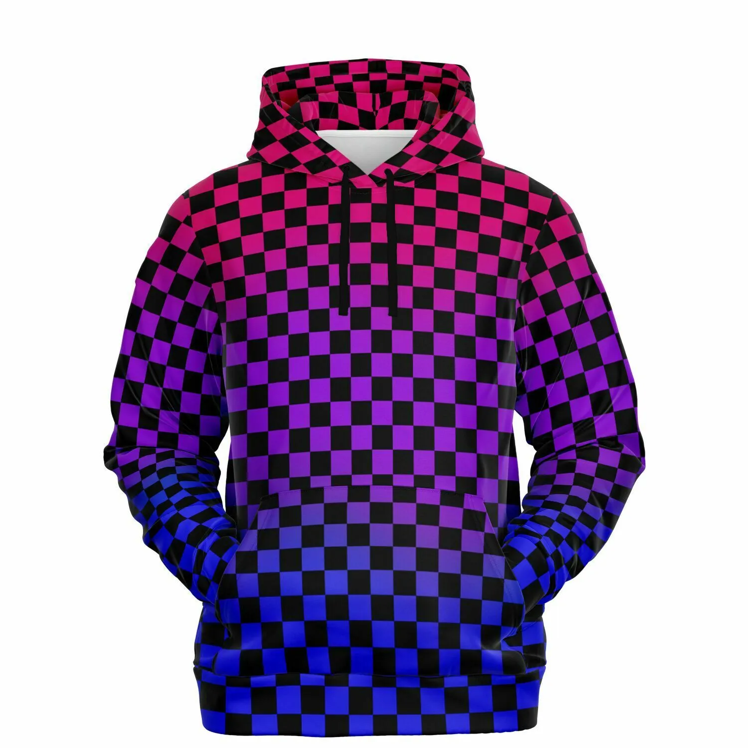 Bisexual Pride Black Checkered Pullover Hoodie