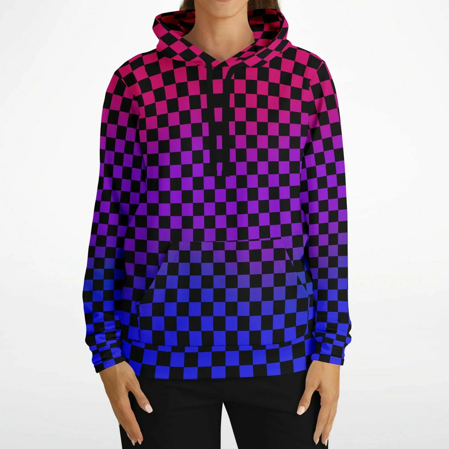 Bisexual Pride Black Checkered Pullover Hoodie