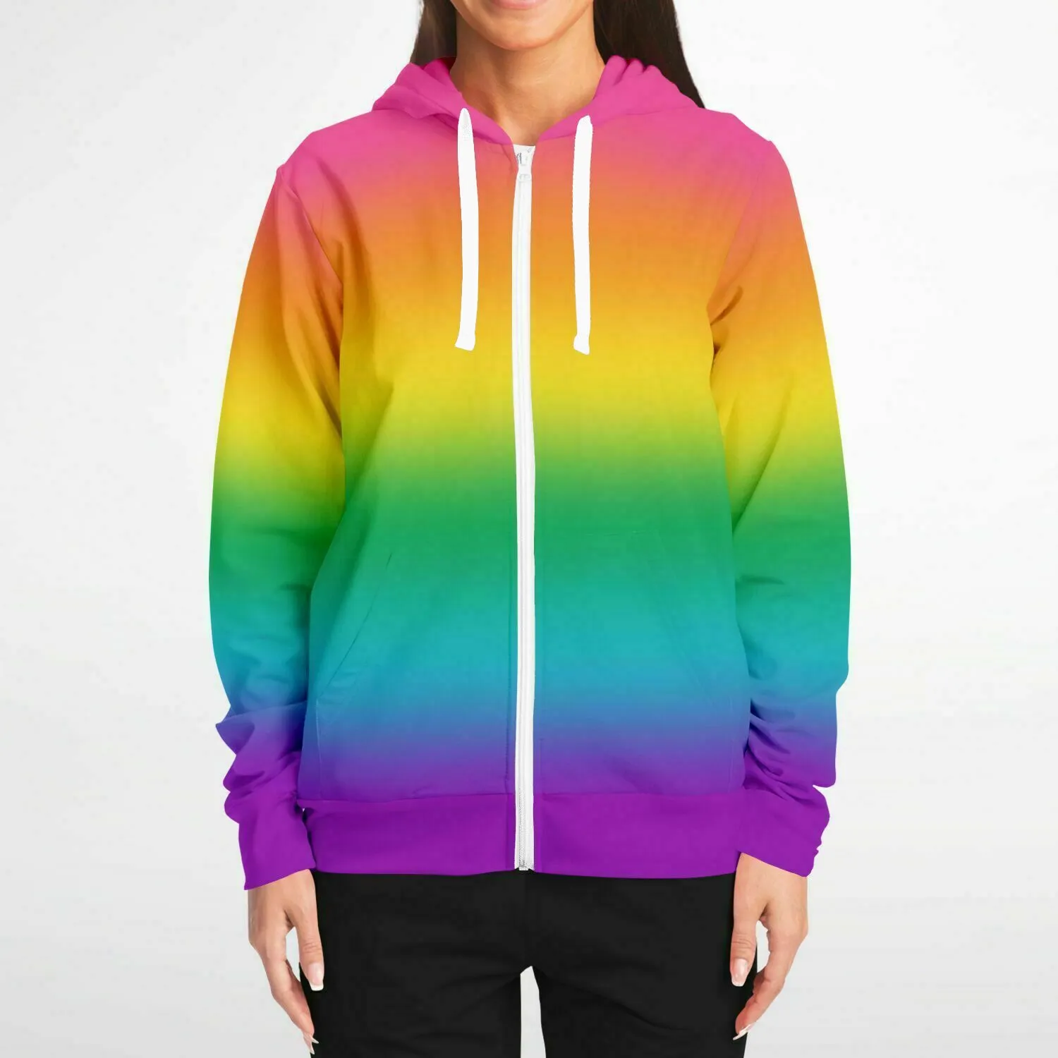 Bright Rainbow Ombre Pride Full-Zip Hoodie