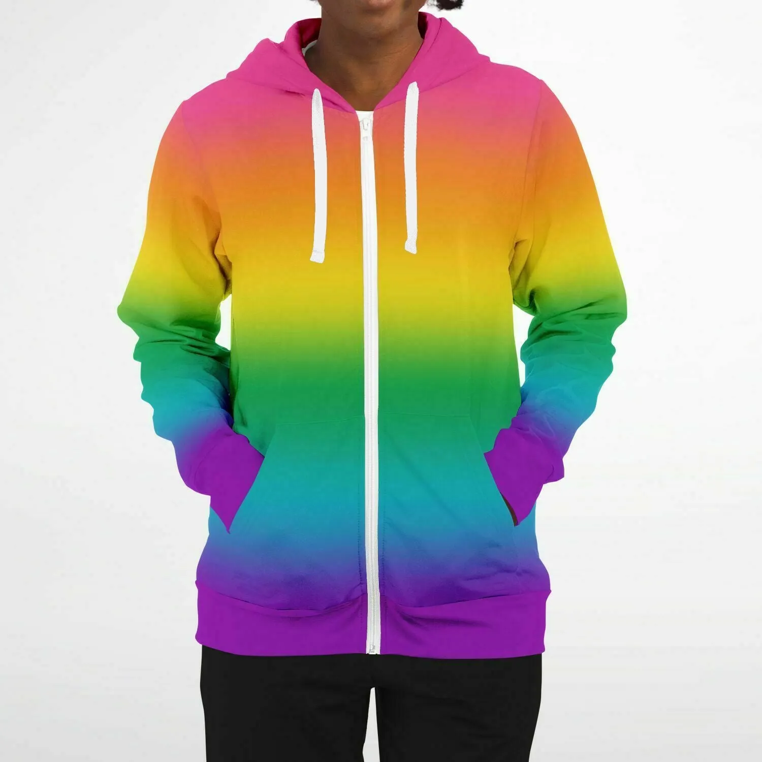 Bright Rainbow Ombre Pride Full-Zip Hoodie