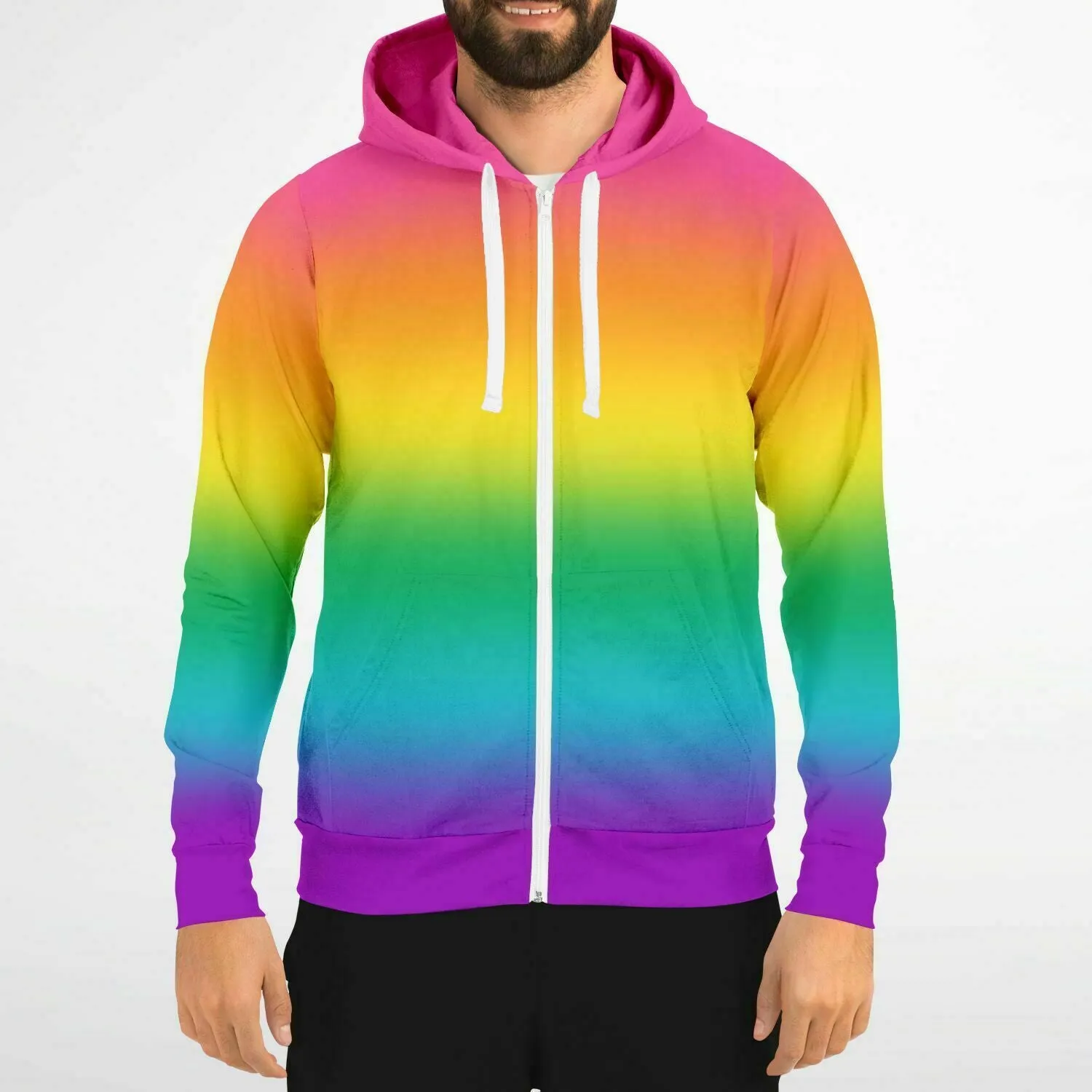 Bright Rainbow Ombre Pride Full-Zip Hoodie