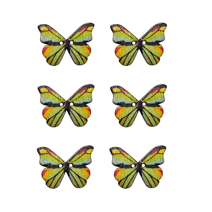 Butterfly Wooden Buttons(Pack of 6 Buttons)