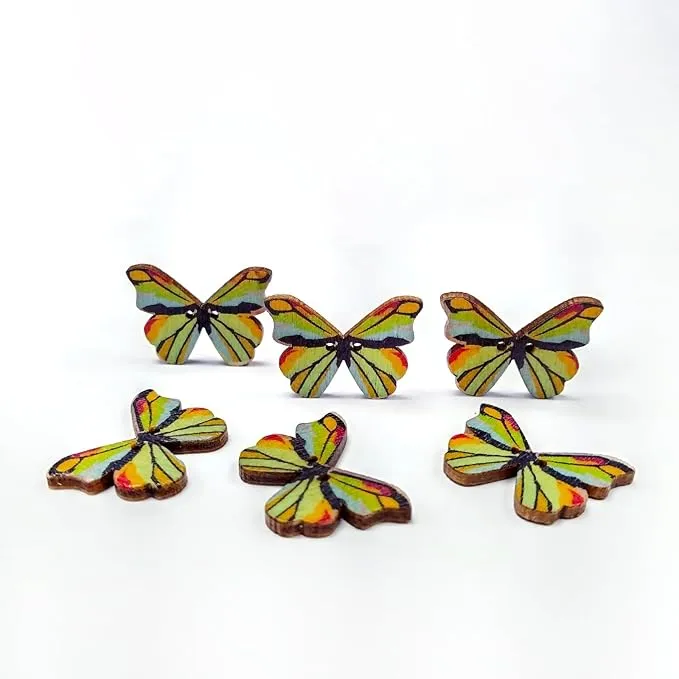 Butterfly Wooden Buttons(Pack of 6 Buttons)