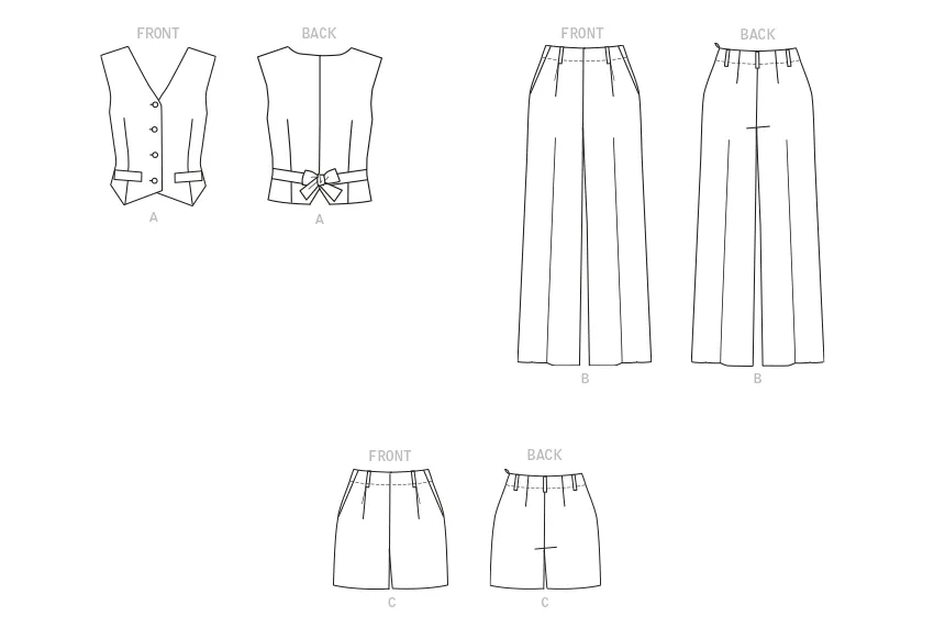 Butterick Pattern B6901 Misses' Vest, Pants and Shorts