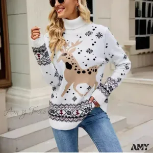 Christmas Deer Knitted Long Sleeve Casual Ugly Blouse Sweater