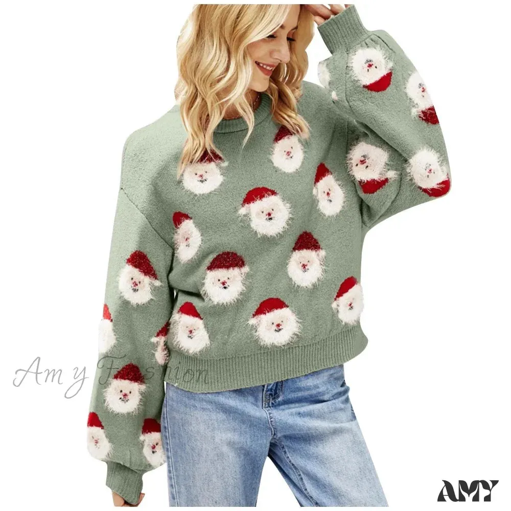 Christmas Santa Head Oversized Sweater