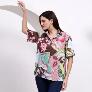 Classic Floral Printed Cotton Shirts for Women