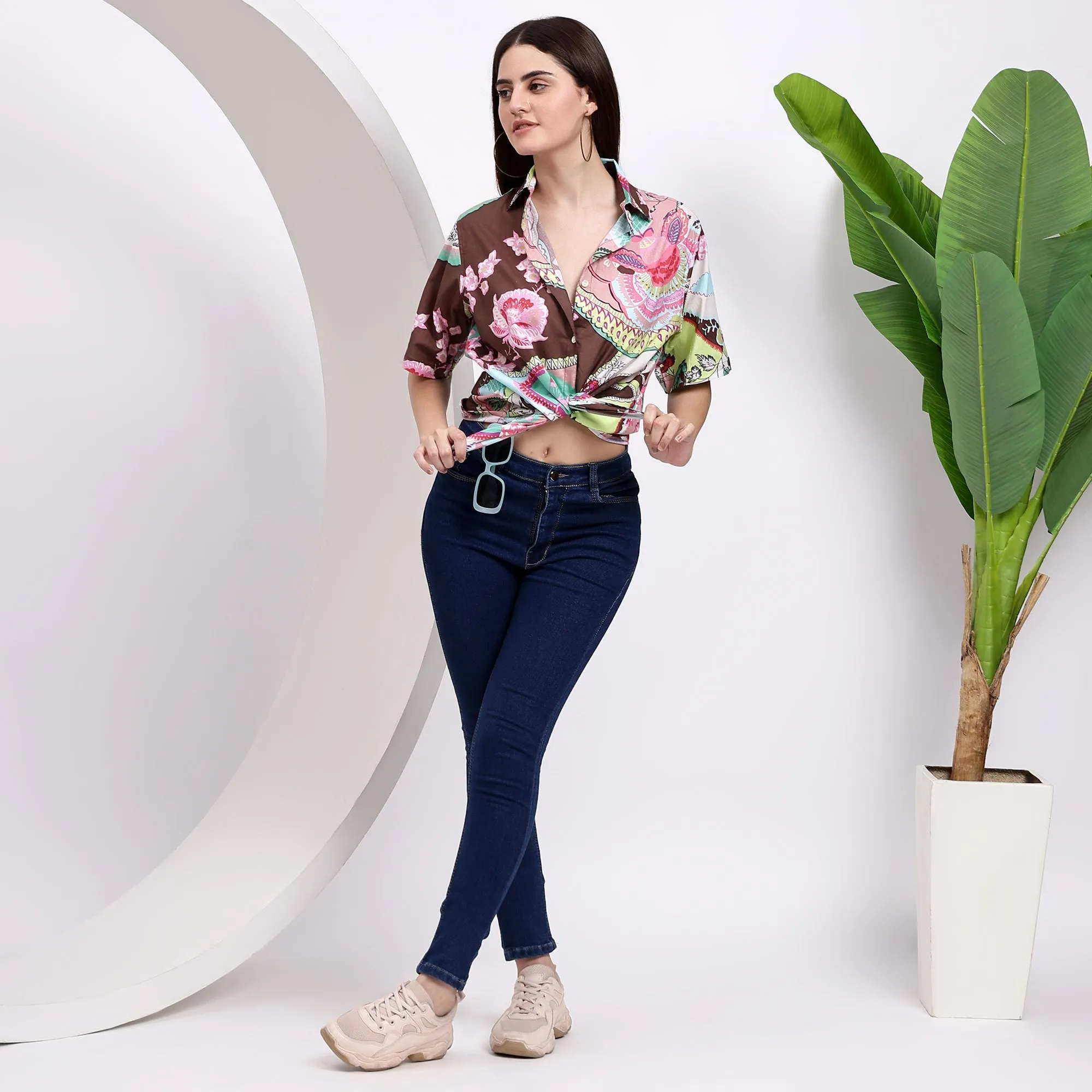 Classic Floral Printed Cotton Shirts for Women