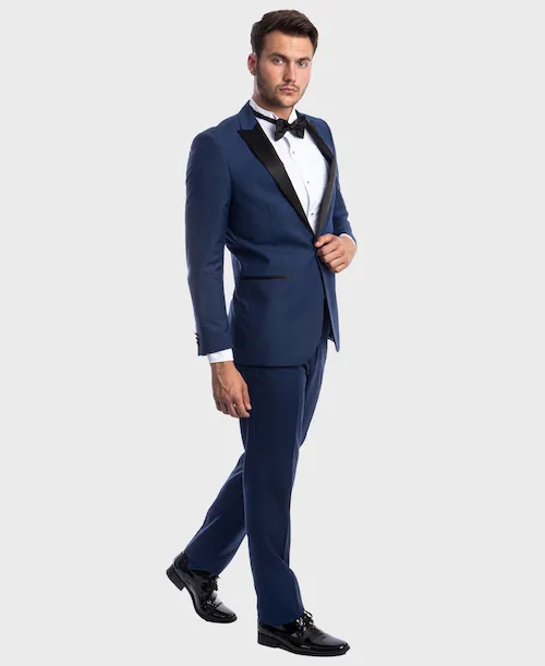 Cobalt 1 Button Peak Lapel Tuxedo