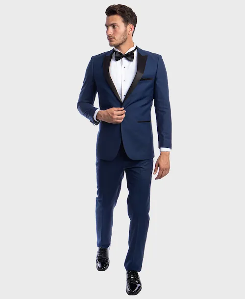 Cobalt 1 Button Peak Lapel Tuxedo