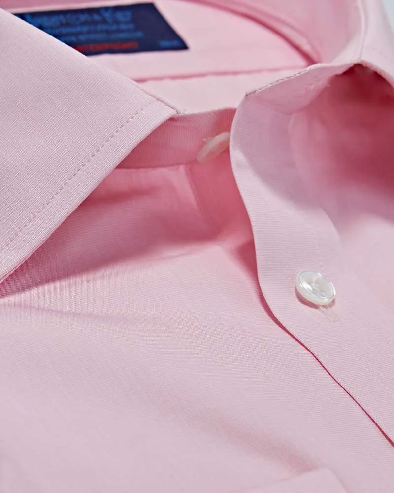 Contemporary Fit Pink End-on-End Cotton Shirt with Classic Collar & Double Cuff