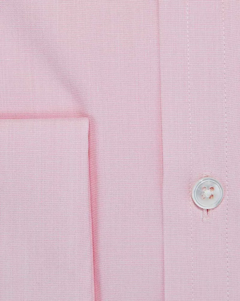 Contemporary Fit Pink End-on-End Cotton Shirt with Classic Collar & Double Cuff