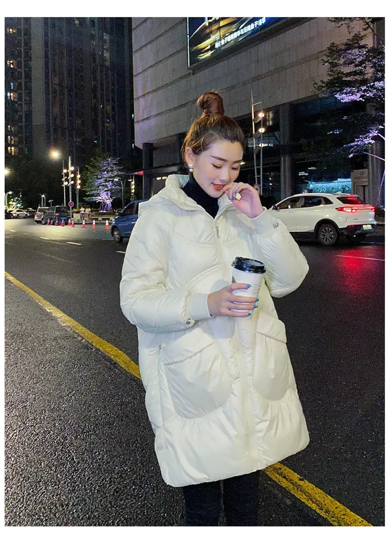 Down Cotton-Padded Jacket Women's Parkas 2025 New Coat Loose Bread Clothes Long Ins Outerwear Female Wild Western-Style Overcoat