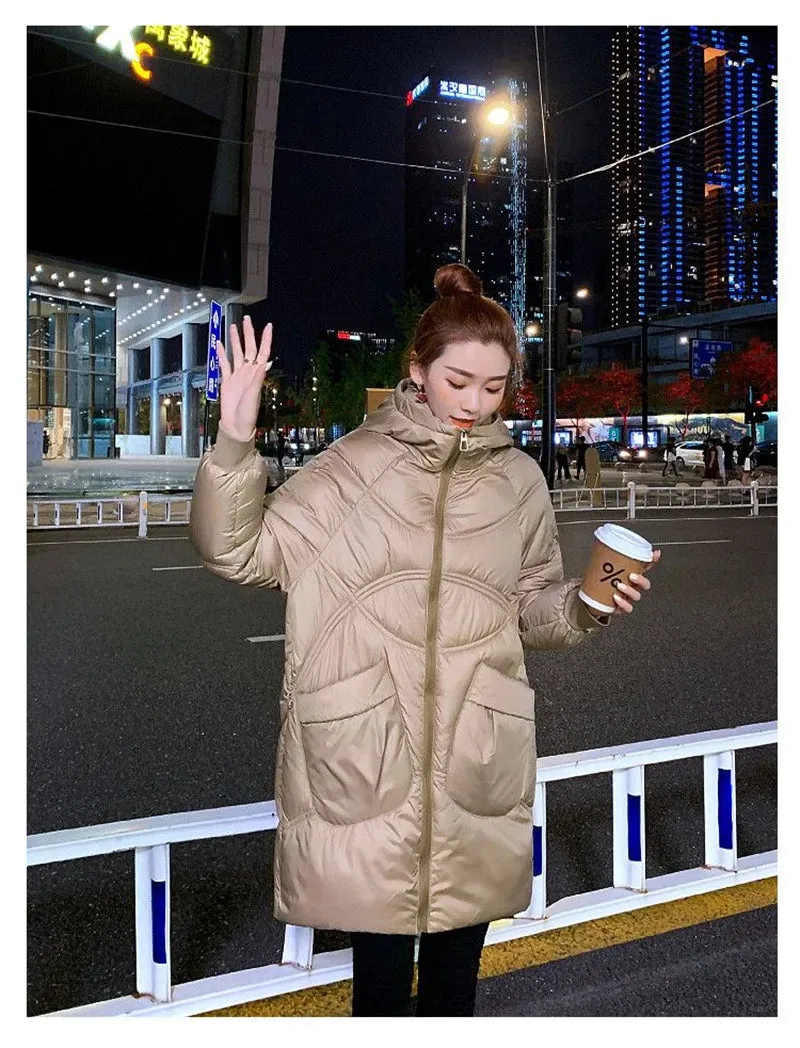 Down Cotton-Padded Jacket Women's Parkas 2025 New Coat Loose Bread Clothes Long Ins Outerwear Female Wild Western-Style Overcoat