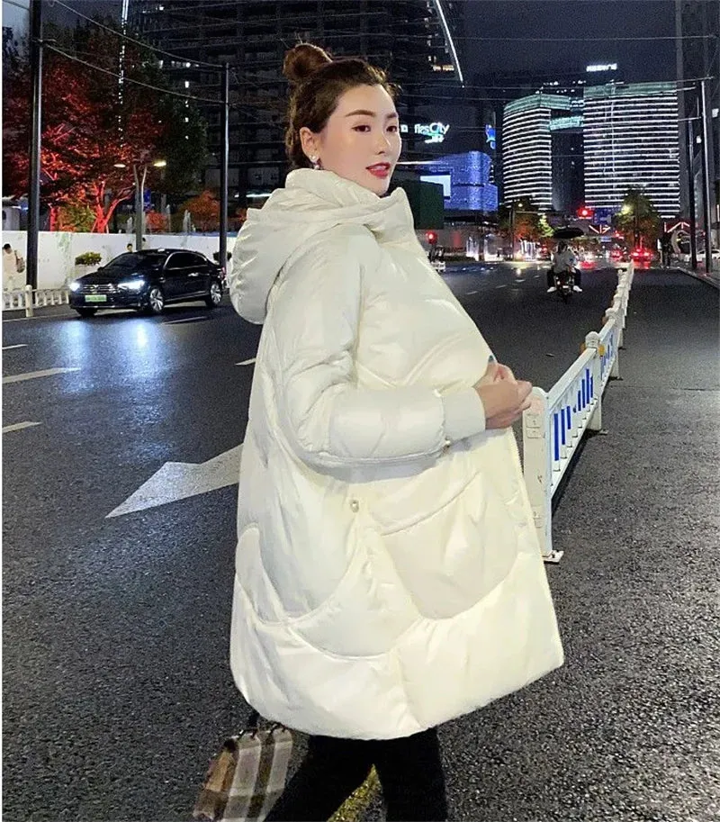 Down Cotton-Padded Jacket Women's Parkas 2025 New Coat Loose Bread Clothes Long Ins Outerwear Female Wild Western-Style Overcoat