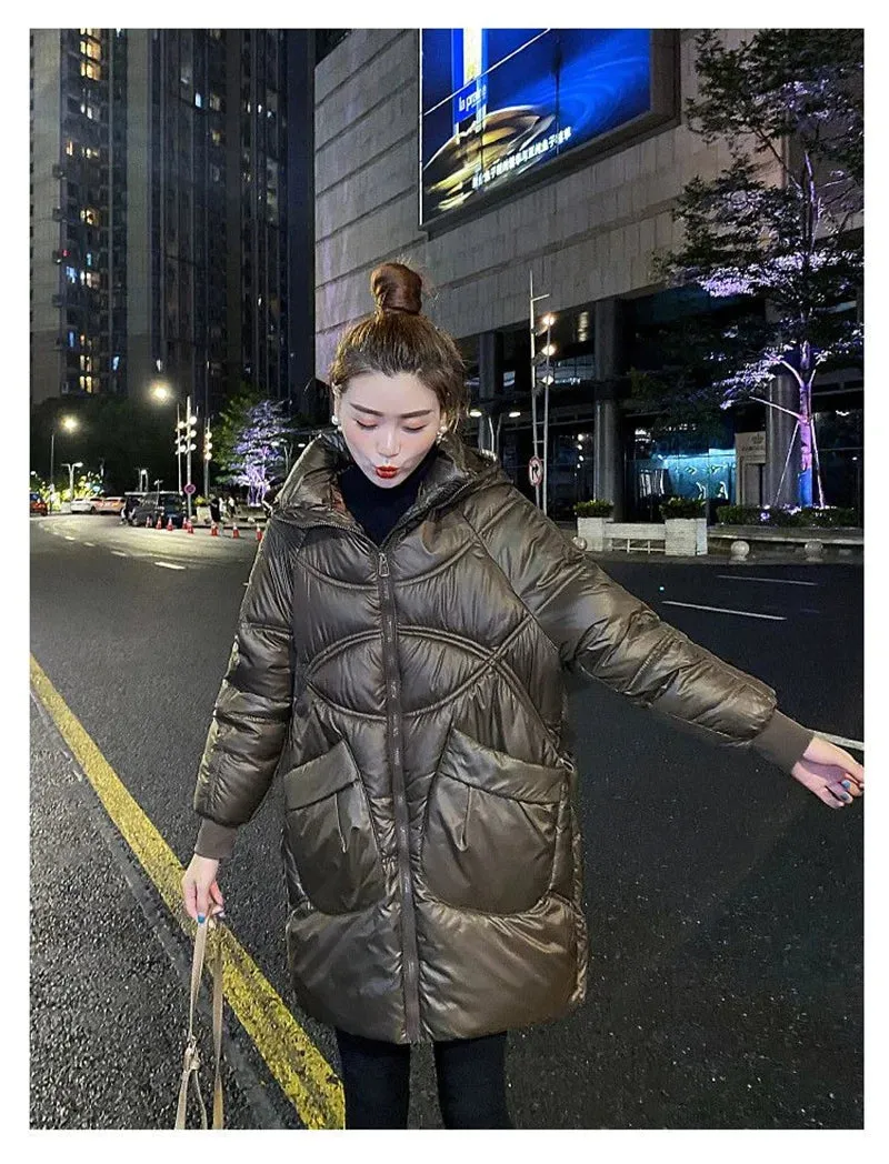 Down Cotton-Padded Jacket Women's Parkas 2025 New Coat Loose Bread Clothes Long Ins Outerwear Female Wild Western-Style Overcoat