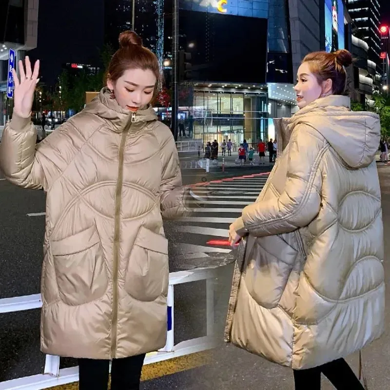 Down Cotton-Padded Jacket Women's Parkas 2025 New Coat Loose Bread Clothes Long Ins Outerwear Female Wild Western-Style Overcoat