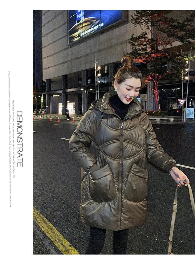 Down Cotton-Padded Jacket Women's Parkas 2025 New Coat Loose Bread Clothes Long Ins Outerwear Female Wild Western-Style Overcoat