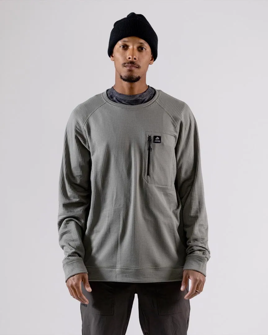 Flagship Recycled Grid Fleece Crew - Herb Green