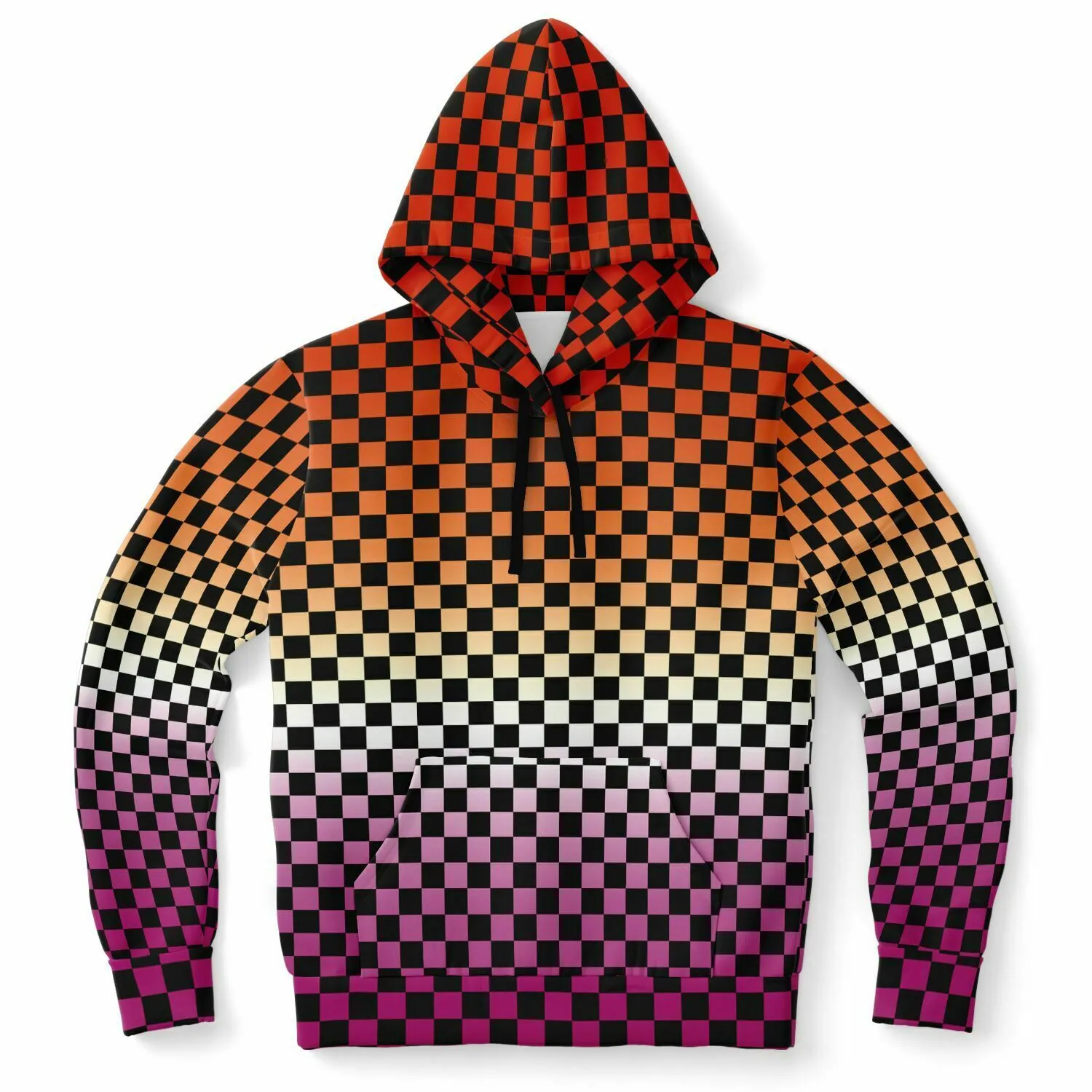 Lesbian Pride Black Checkered Pullover Hoodie