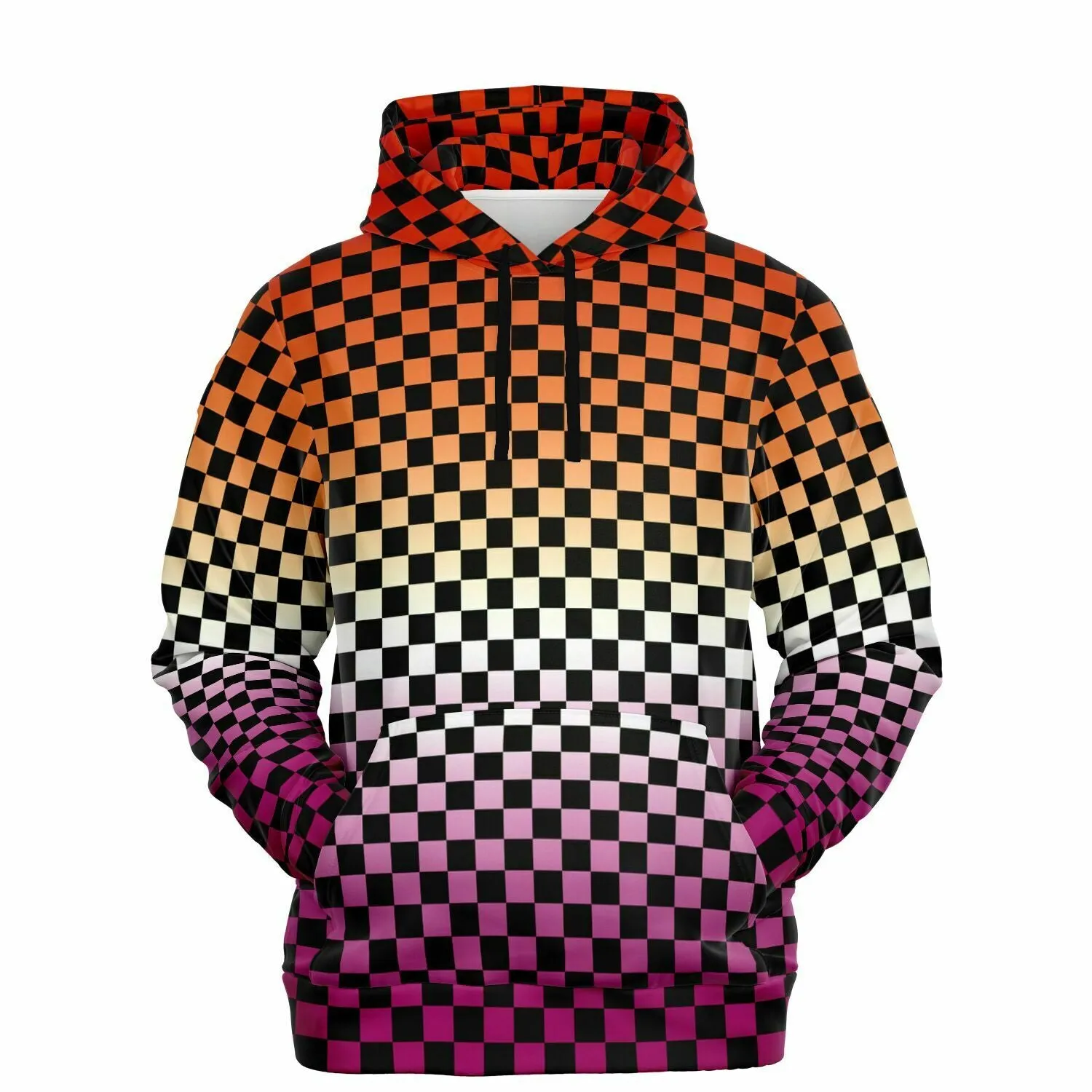 Lesbian Pride Black Checkered Pullover Hoodie