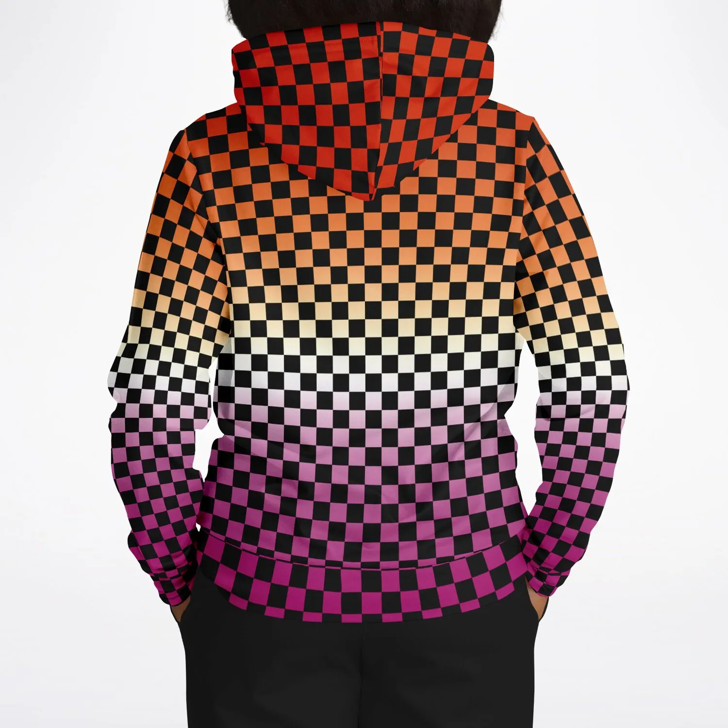 Lesbian Pride Black Checkered Pullover Hoodie