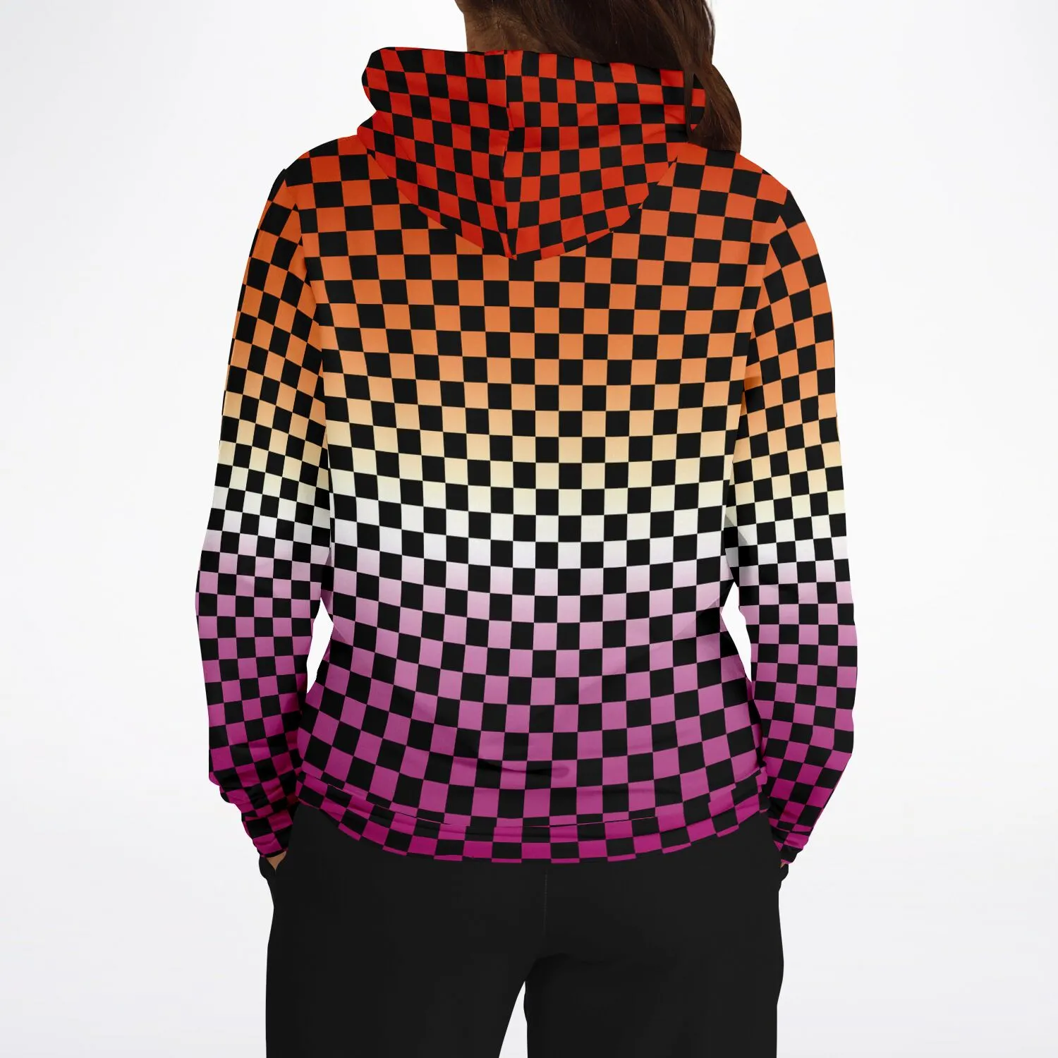 Lesbian Pride Black Checkered Pullover Hoodie