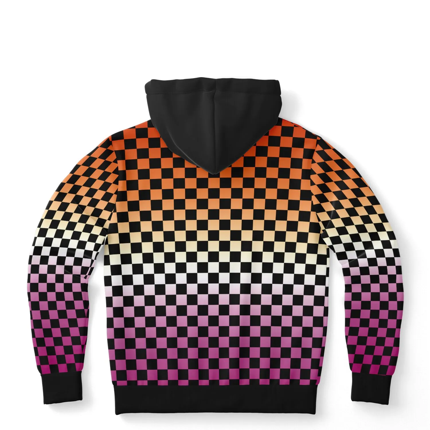 Lesbian Pride Black Contrast Checkered Pullover Hoodie