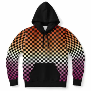 Lesbian Pride Black Contrast Checkered Pullover Hoodie