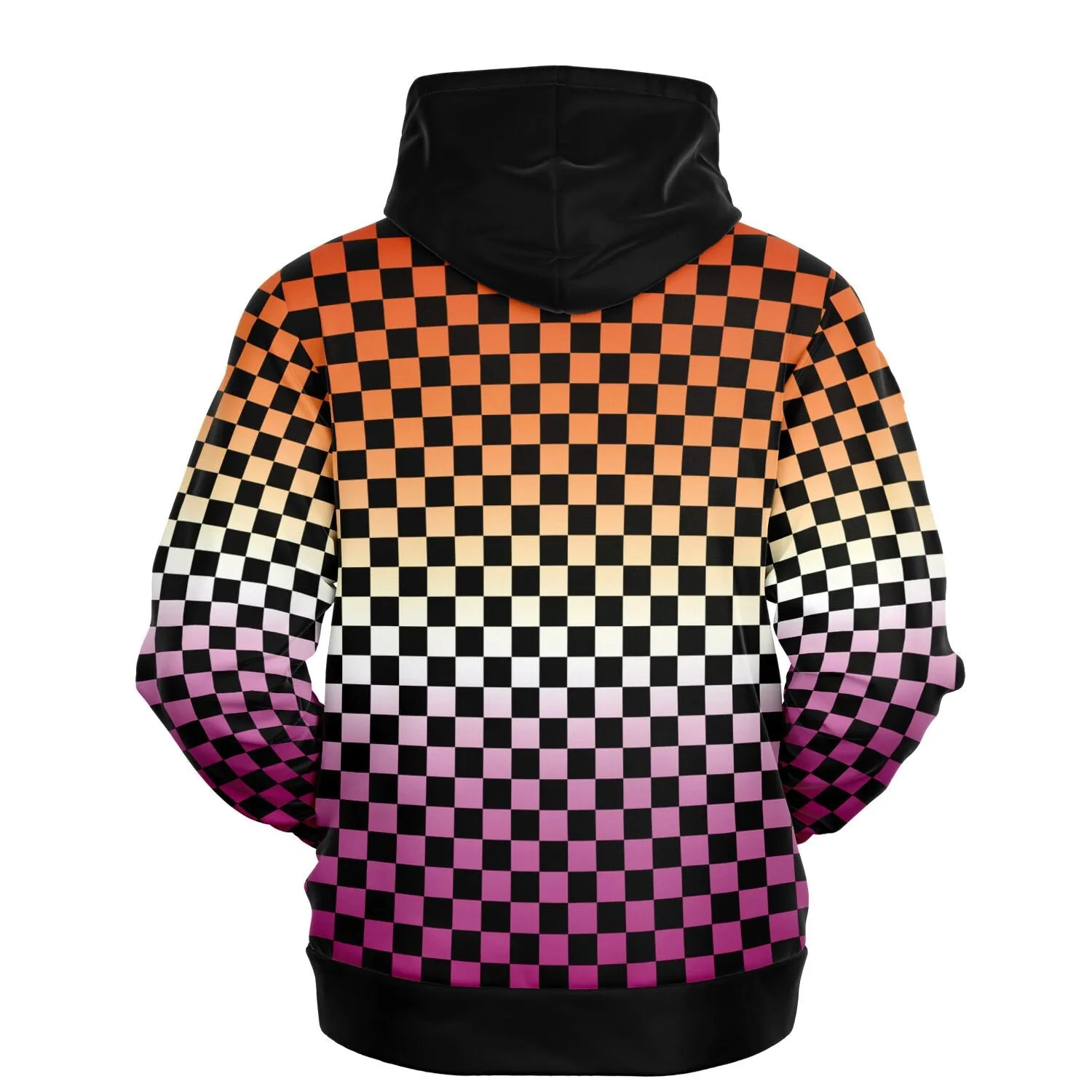 Lesbian Pride Black Contrast Checkered Pullover Hoodie