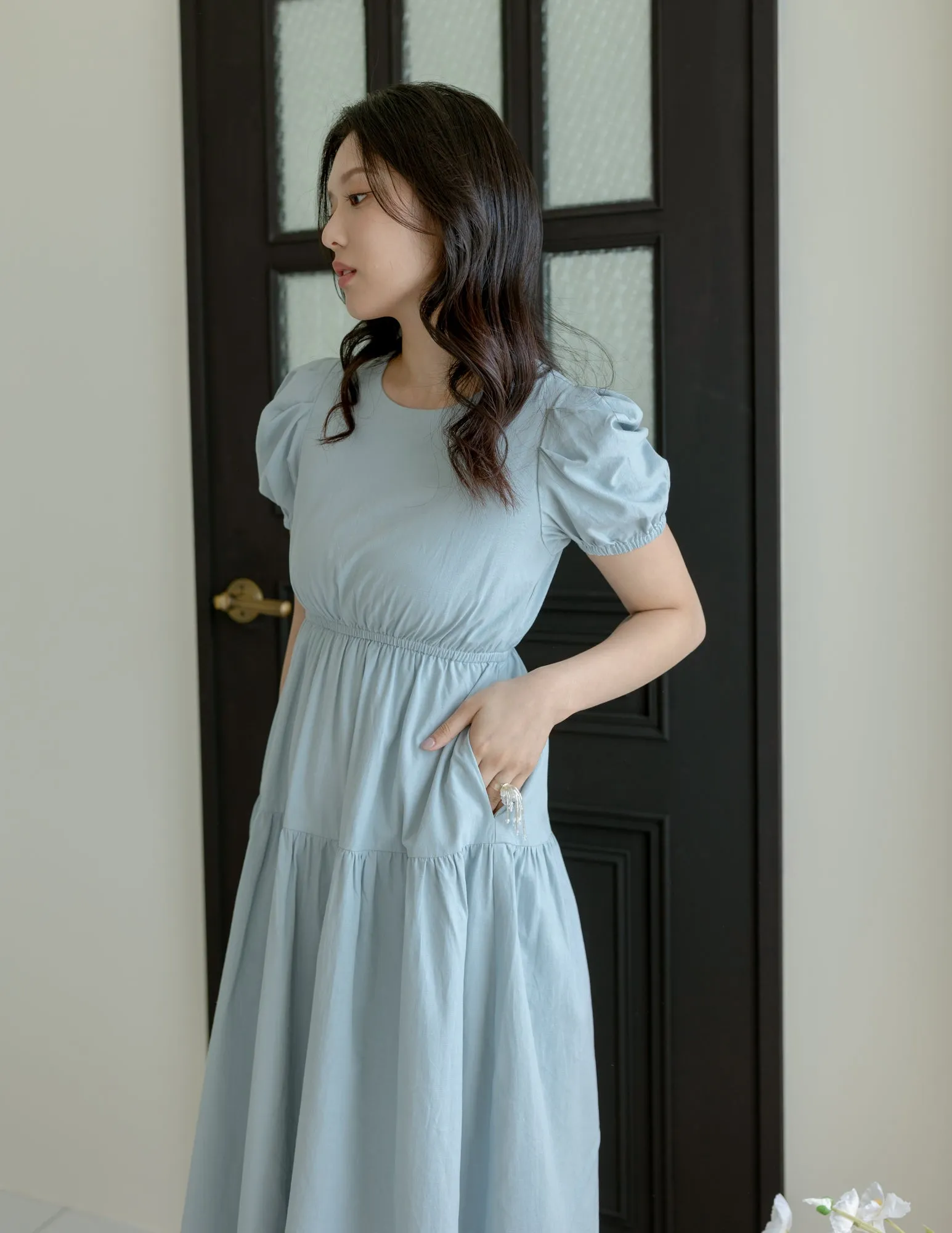 Matilda Tiered Dress in Blue