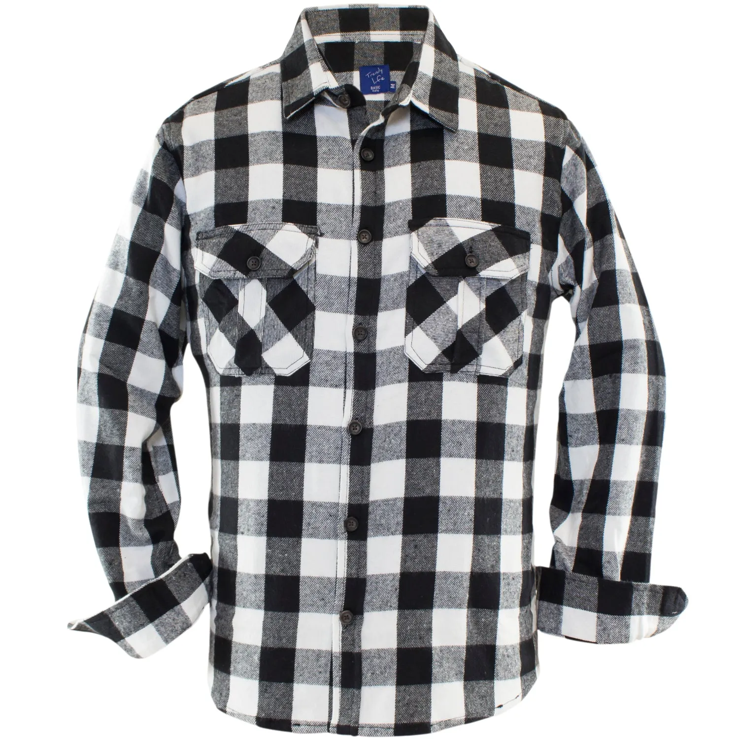 Men's Relaxed Fit Buffalo Plaid Long Sleeve Flannel Shirt P112