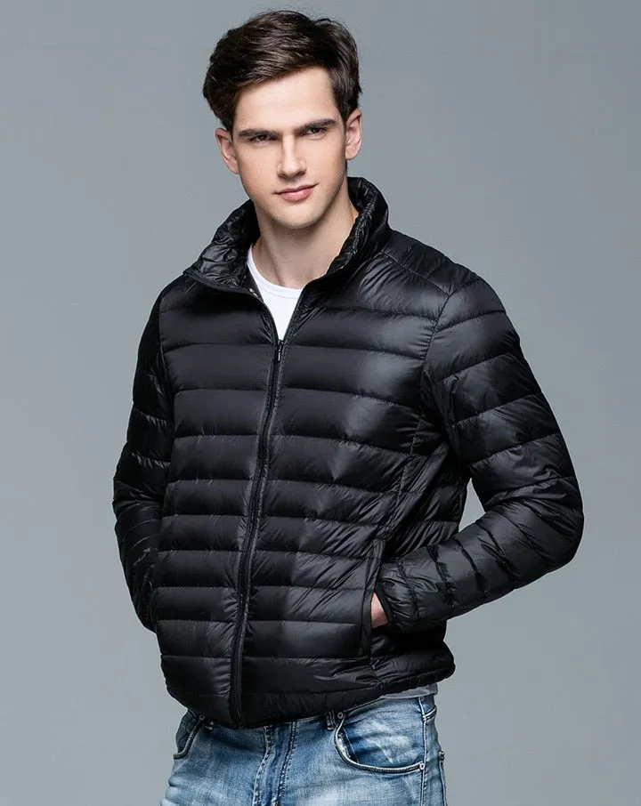 New Autumn Winter Man Duck Down Jacket Ultra Light Thin S-3XL Spring Jackets Men Stand Collar Outerwear Coat