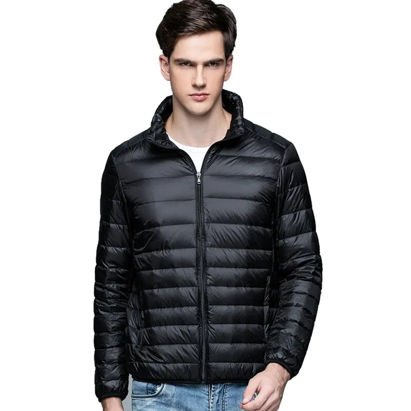 New Autumn Winter Man Duck Down Jacket Ultra Light Thin S-3XL Spring Jackets Men Stand Collar Outerwear Coat