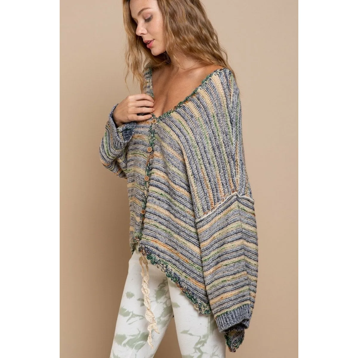 Palms Spring Stripe Sweater Cardigan