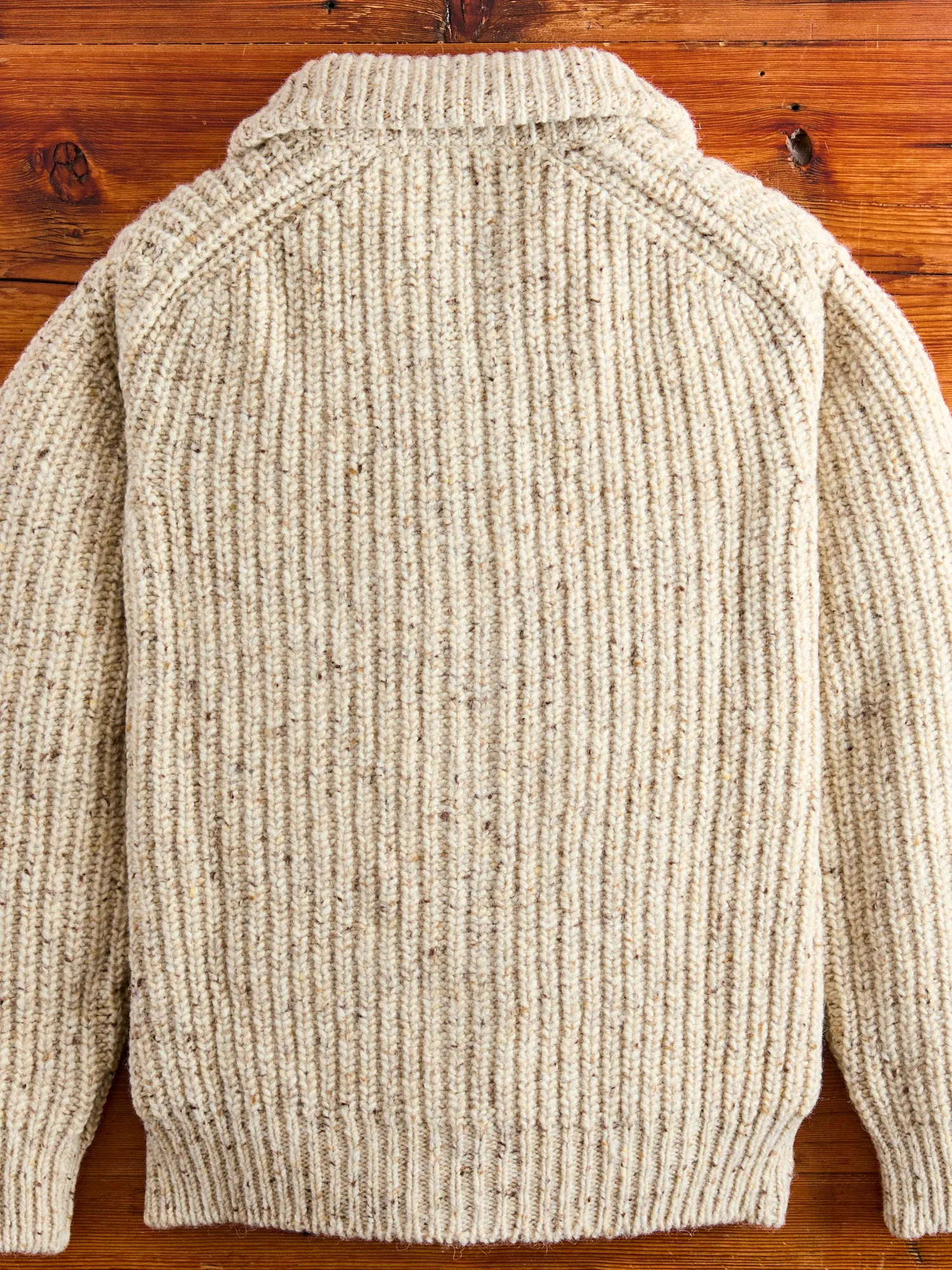 "Loose Ends" Wool Knit Cardigan in Biscuit