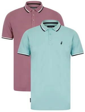 Thomas (2 Pack) Cotton Pique Polo Shirt in Grapeade / Forget Me Not Blue - Kensington Eastside