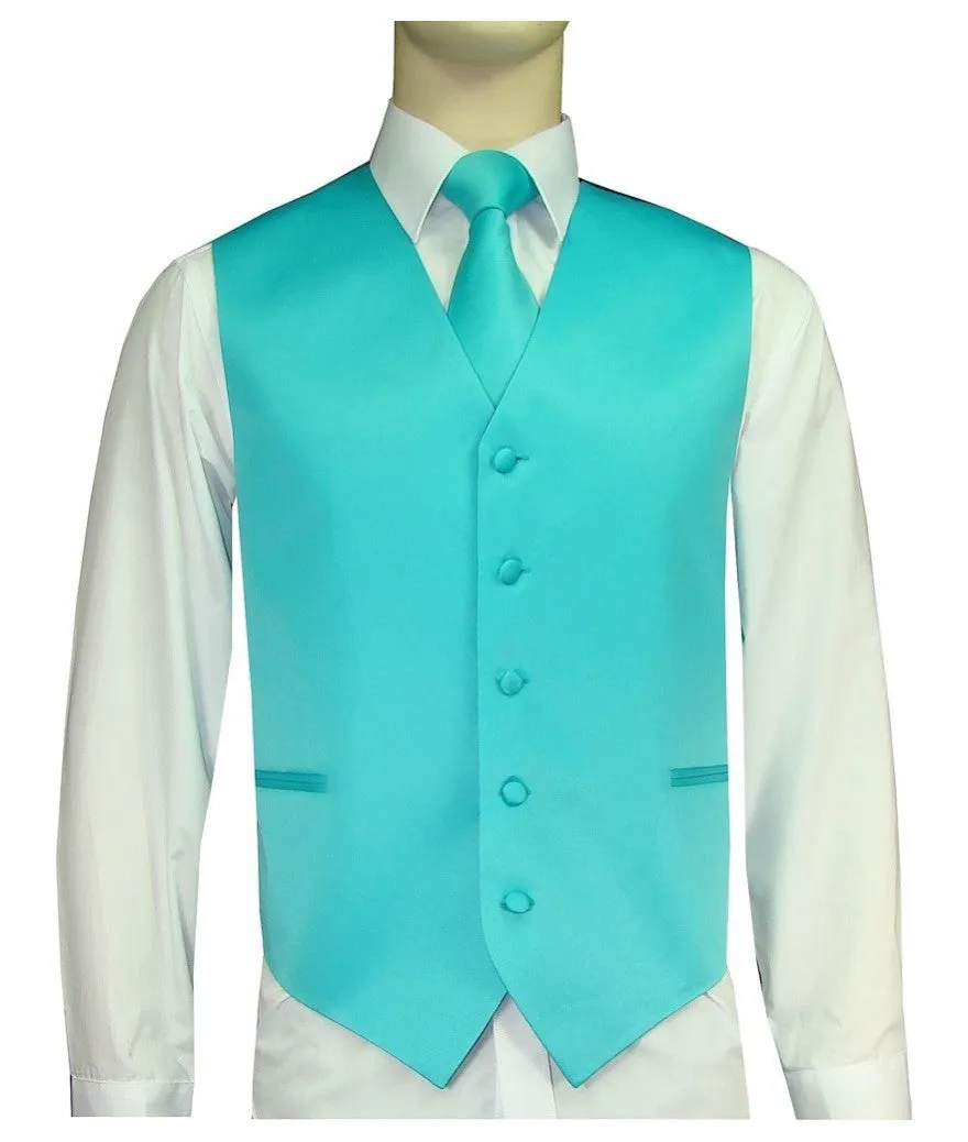 Turquoise Vest and Tie Set